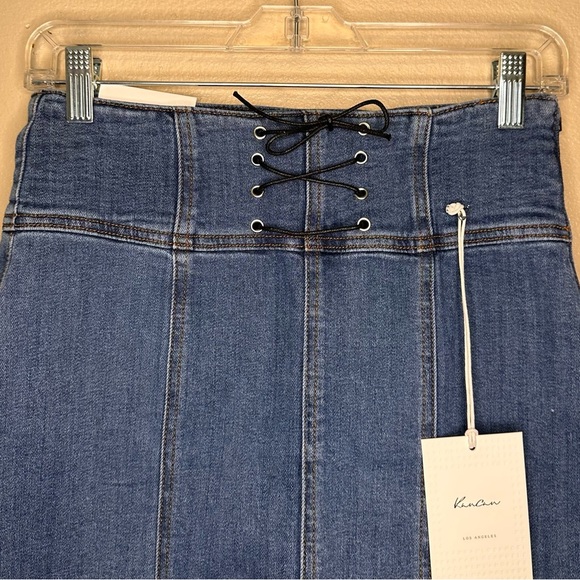 NWT KanCan Blue Tie Front Denim Skirt Size Small - Picture 2 of 7